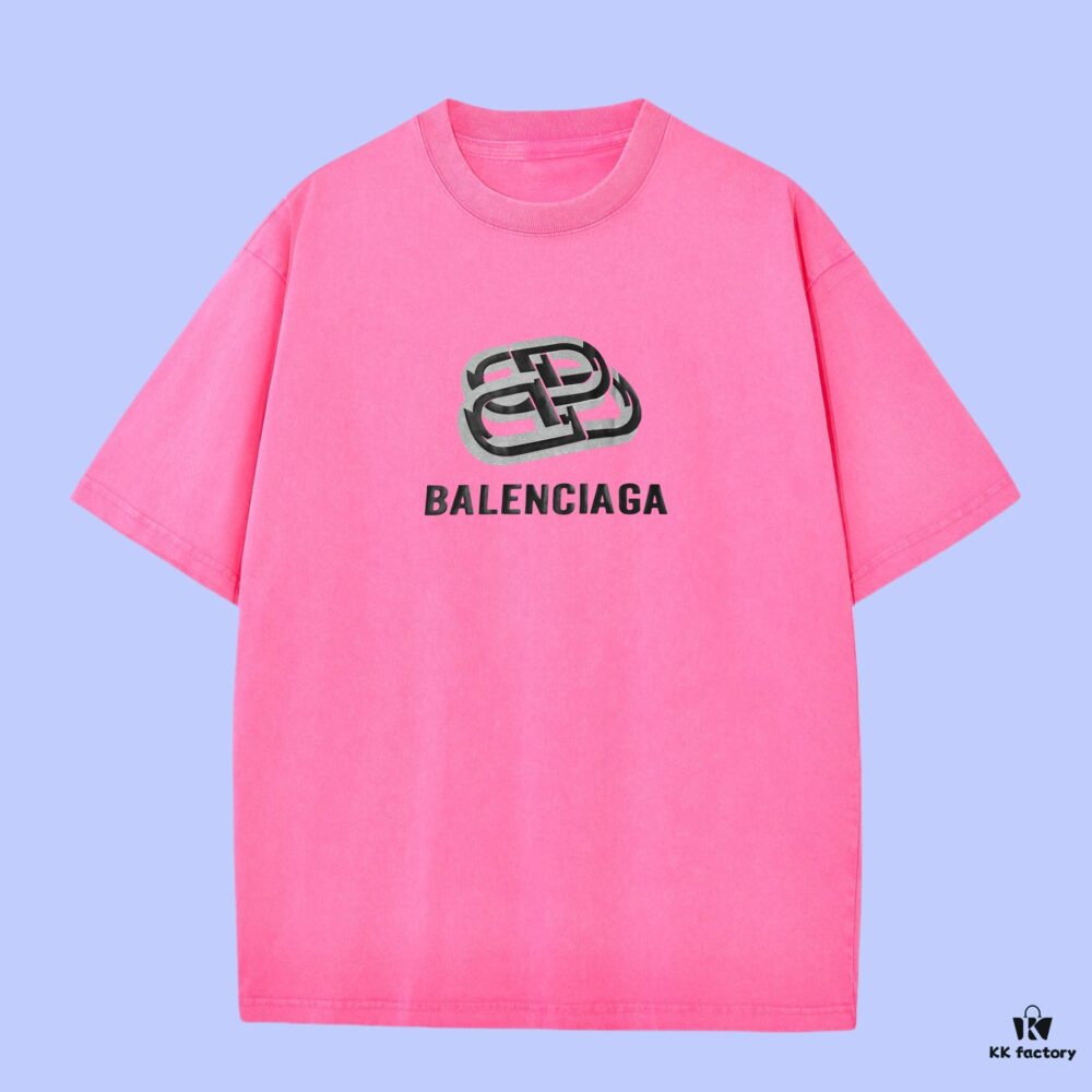 High-End Quality Balenciaga 2025 Fall Spring/Summer Collection 3D Buckle Short-Sleeve T-Shirt, Distinct from Regular Print, Custom-Woven 270G 32-Thread Double-Yarn Pure Cotton Fabric, Loose Fit Unisex Design
