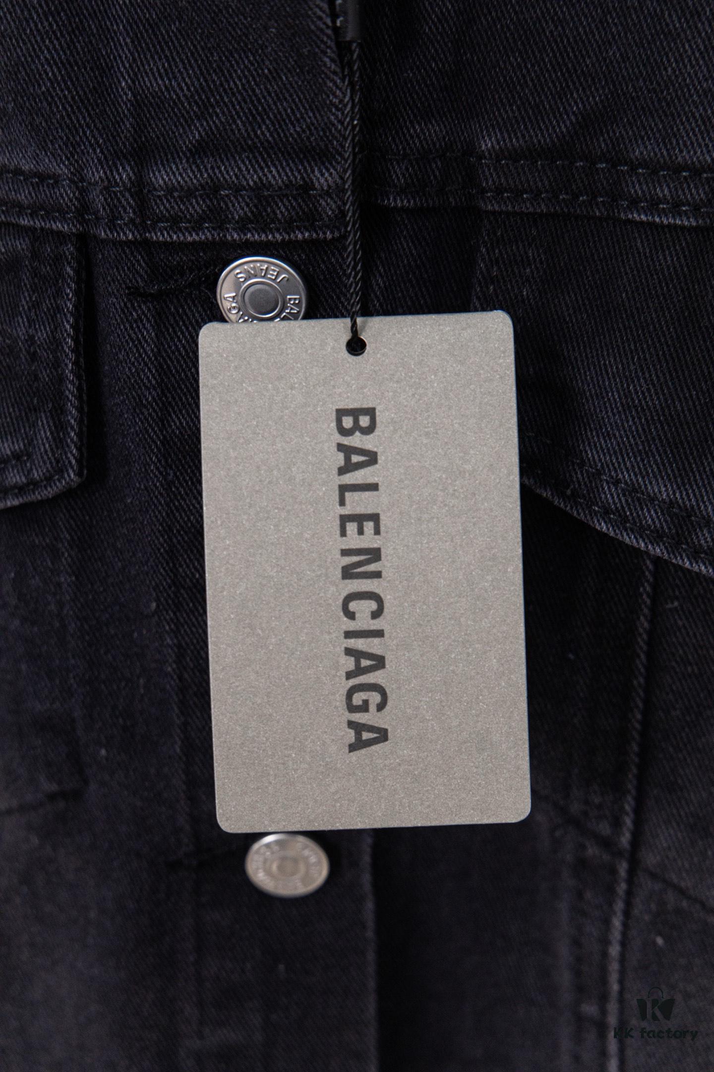 Balenciaga 2024 Fall/Winter New Loose Oversized Denim Jacket with Eiffel Tower Design