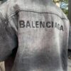 Balenciaga Embroidered Logo Washed Denim Gray Jacket