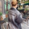 Balenciaga Embroidered Logo Washed Denim Gray Jacket
