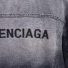 Balenciaga Logo Embroidered Washed Denim Gray Jacket