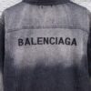 Balenciaga Logo Embroidered Washed Denim Gray Jacket