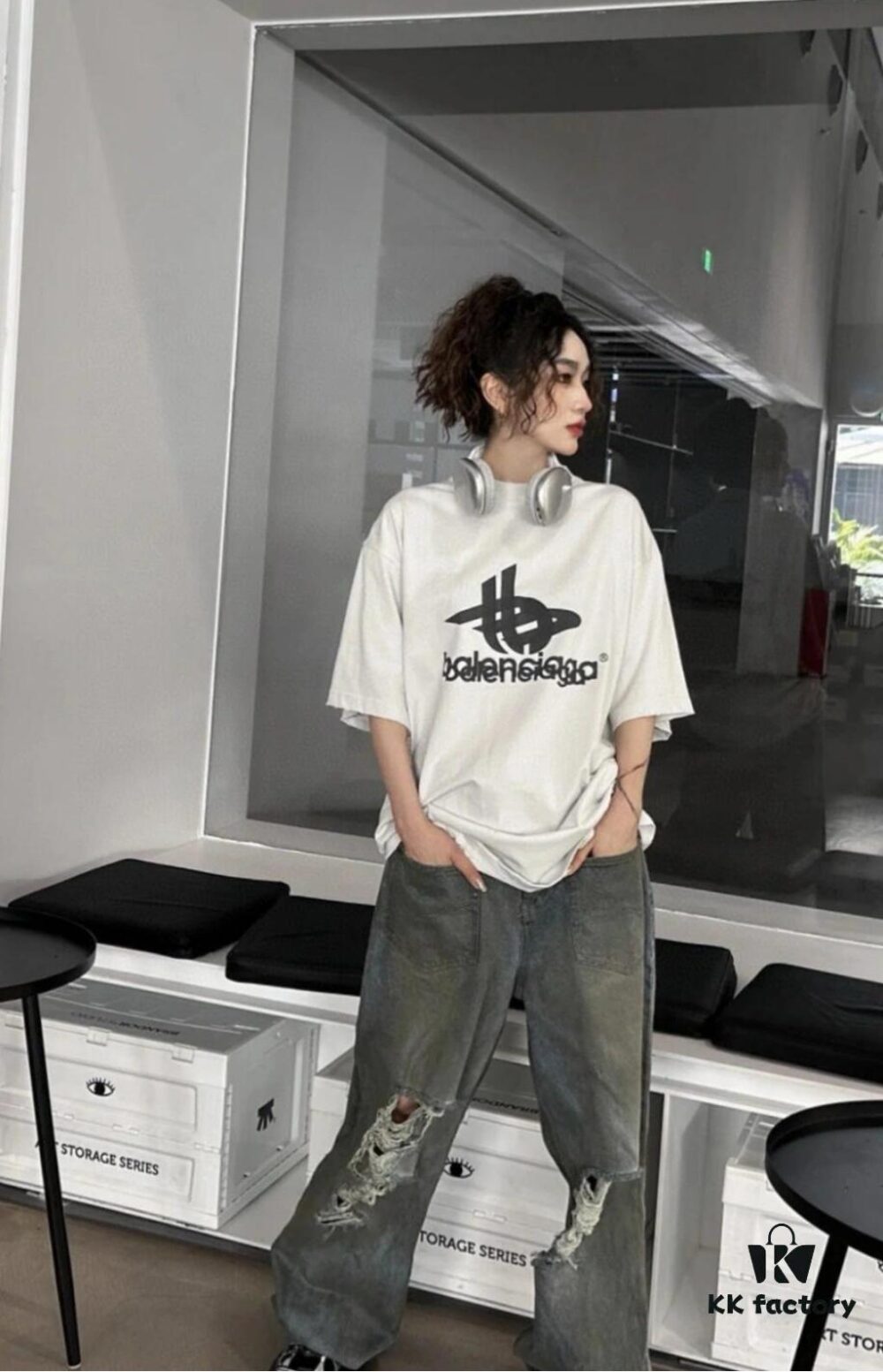 Balenciaga Phantom Double Logo Classic Print Short Sleeve T-Shirt