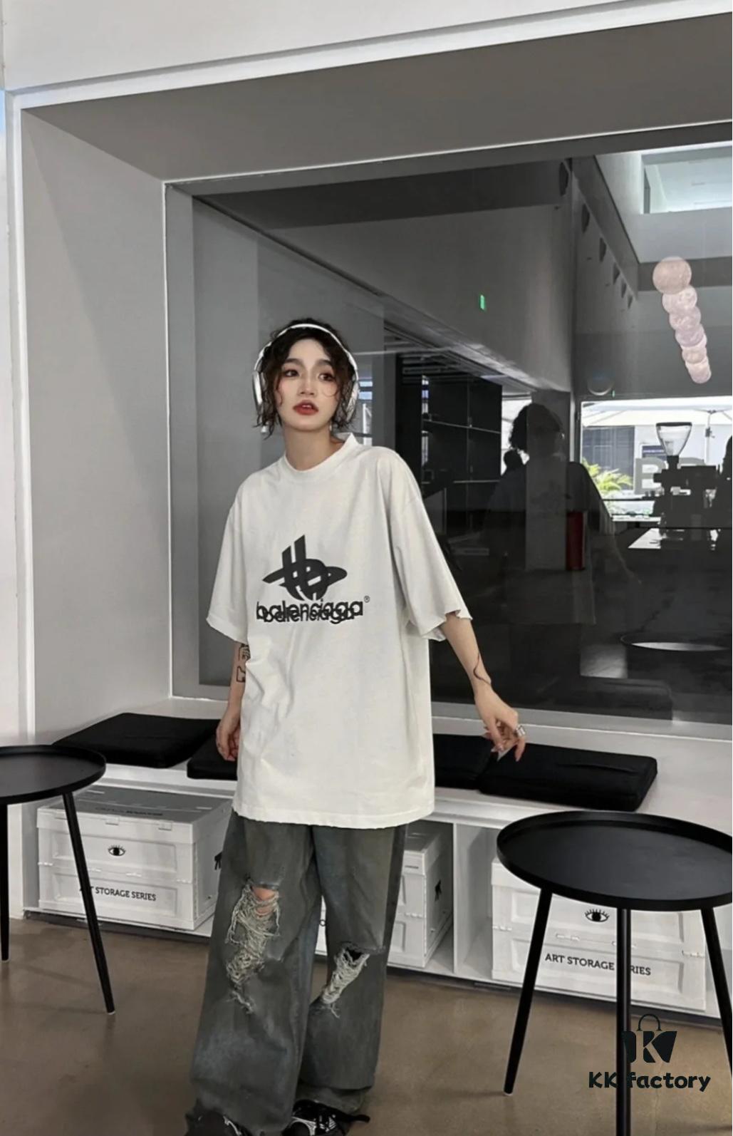 Balenciaga Phantom Double Logo Classic Print Short Sleeve T-Shirt