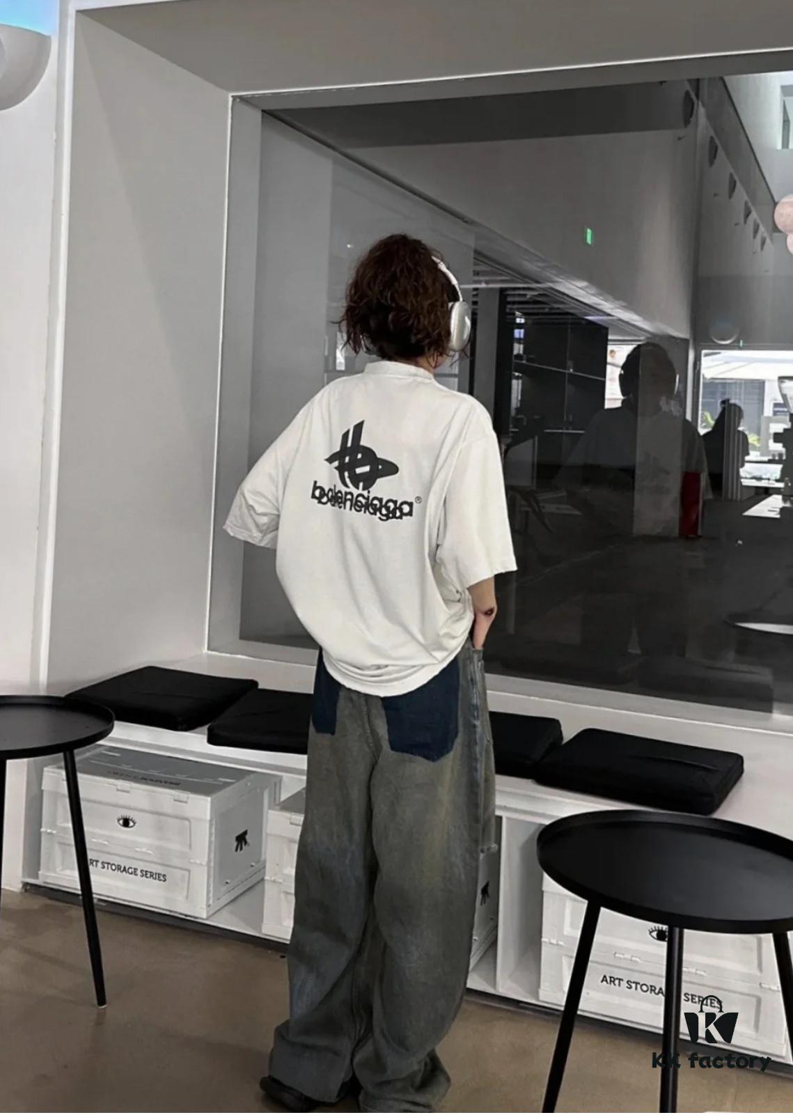 Balenciaga Phantom Double Logo Classic Print Short Sleeve T-Shirt