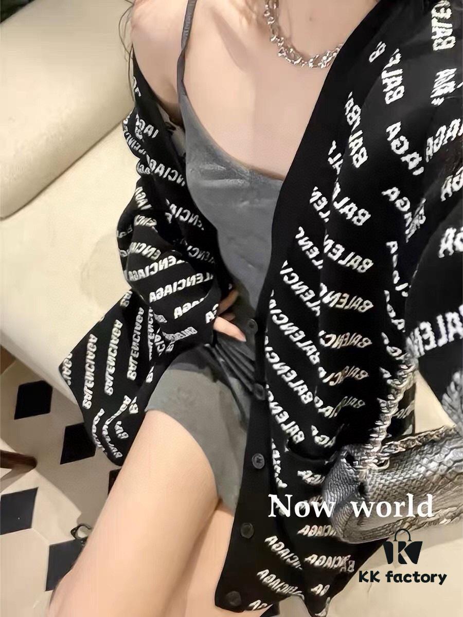 Paris Full Print Bullet Screen Knit Cardigan Coat for Men and Women