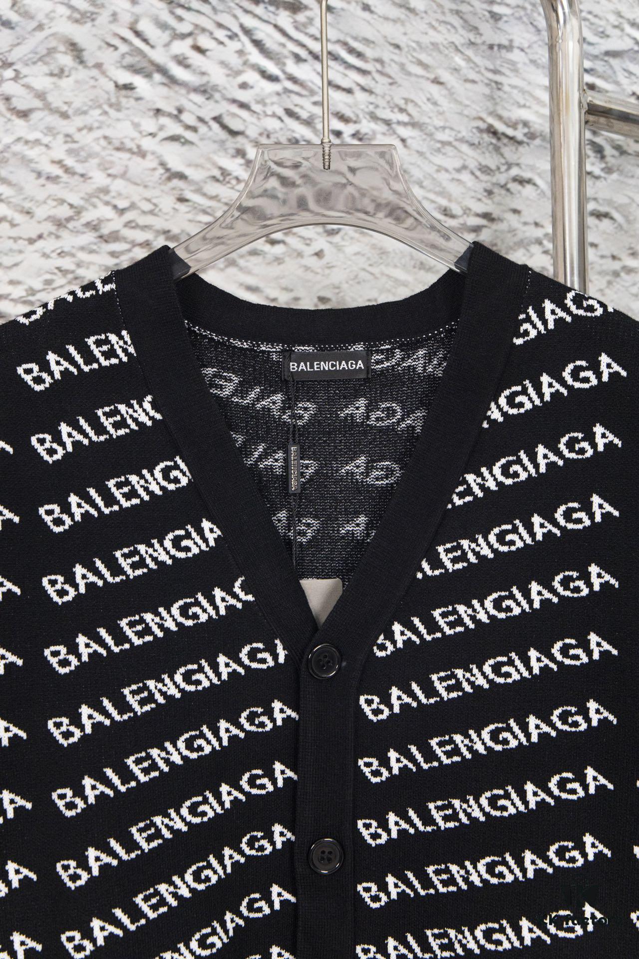 Balmain-inspired All-over Print Knit Cardigan Jacket, Unisex Design, High-quality Wool Blend Ultra-fine Core-spun Yarn, Elegant and Timeless Style