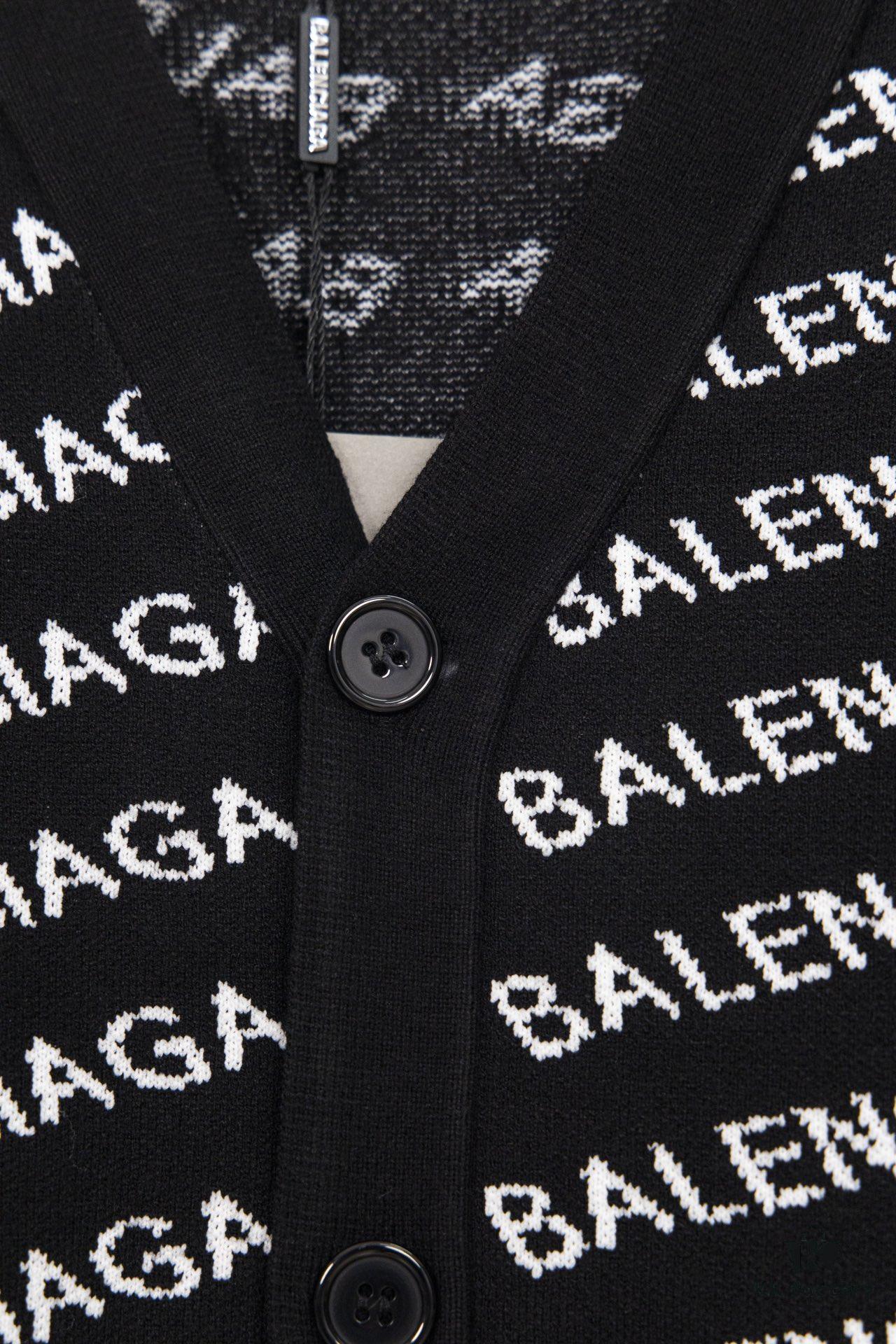 Balmain-inspired All-over Print Knit Cardigan Jacket, Unisex Design, High-quality Wool Blend Ultra-fine Core-spun Yarn, Elegant and Timeless Style