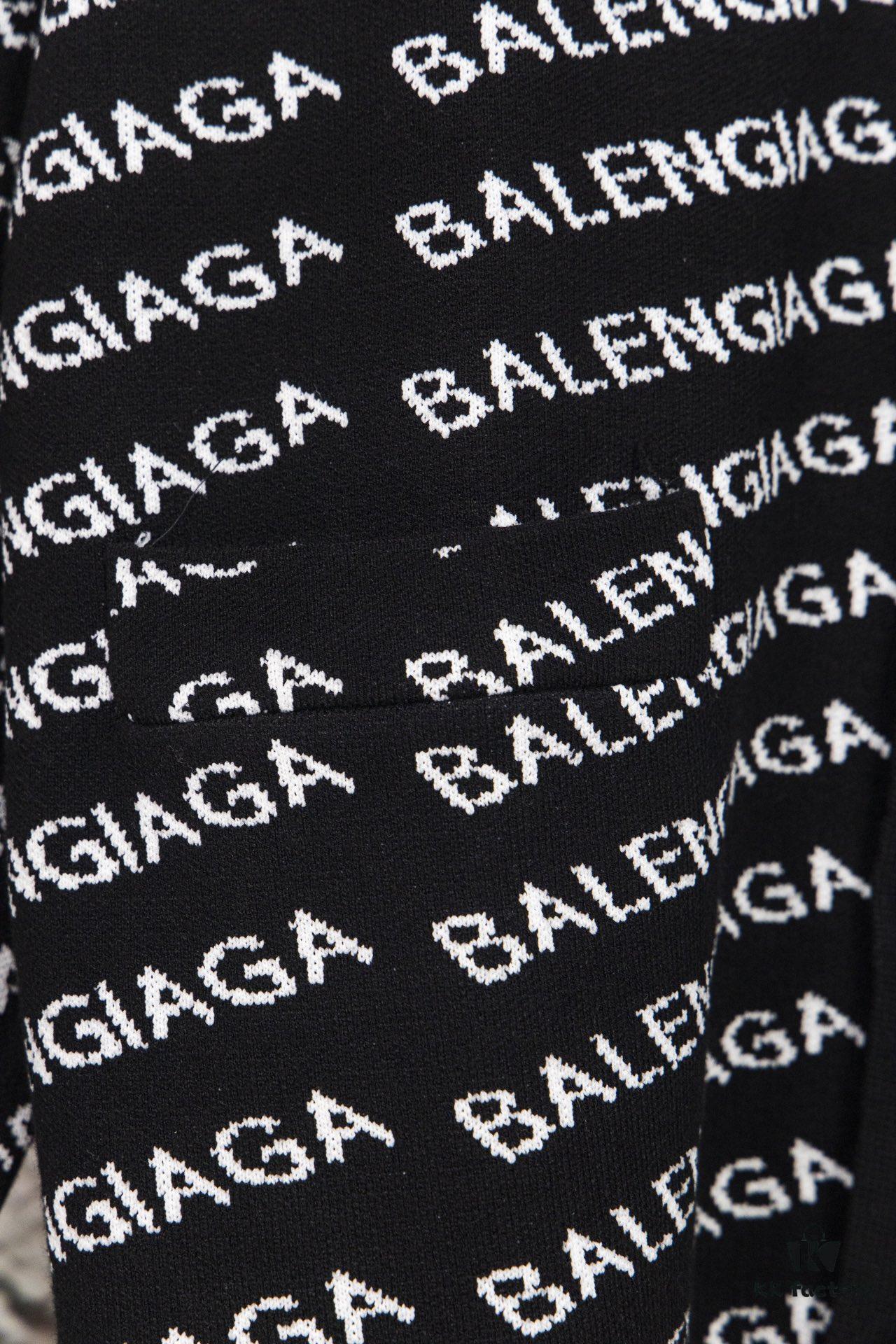 Balmain-inspired All-over Print Knit Cardigan Jacket, Unisex Design, High-quality Wool Blend Ultra-fine Core-spun Yarn, Elegant and Timeless Style