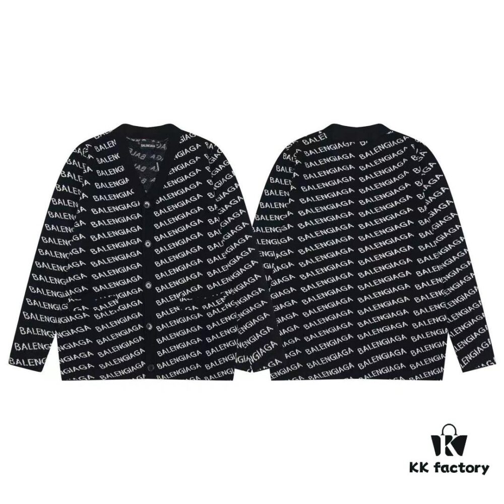 Paris Printed Knit Message Cardigan Unisex - High-Quality Wool Blend Oversized Fit