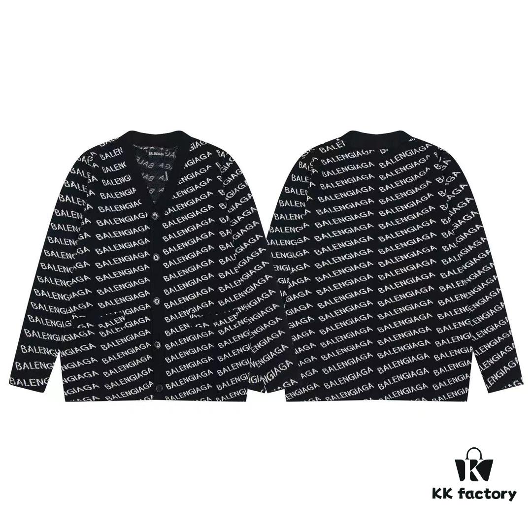 Paris Printed Knit Message Cardigan Unisex - High-Quality Wool Blend Oversized Fit