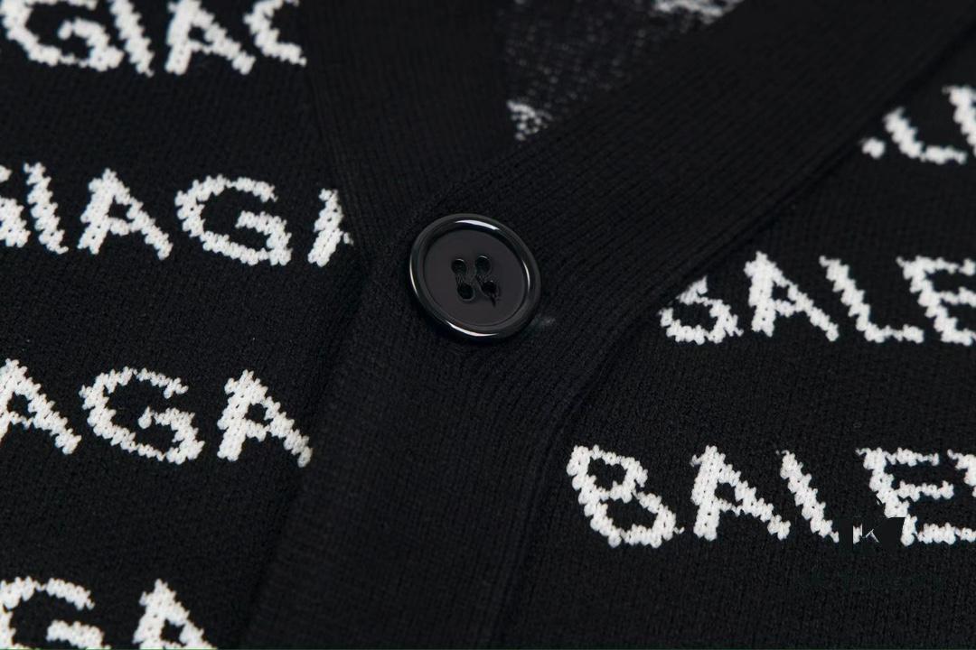 Paris Printed Knit Message Cardigan Unisex - High-Quality Wool Blend Oversized Fit