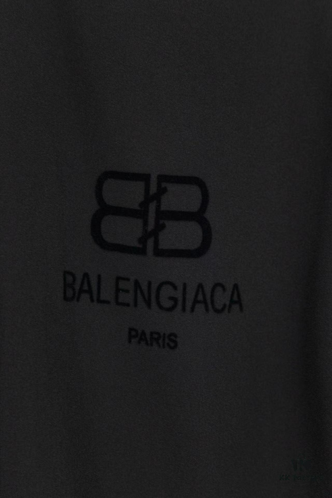 Balenciaga 2024 SS New Lock Print Flocked Shirt Unisex - Cotton Satin Fabric with Classic Grid Design