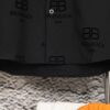 Balenciaga 2024 SS New Lock Print Flocked Shirt Unisex - Cotton Satin Fabric with Classic Grid Design