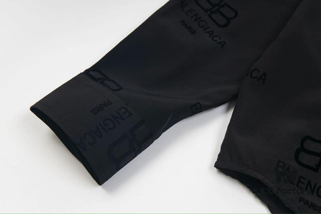 Balenciaga 2024 SS New Arrival Flocked Print Velvet Shirt Unisex with Logo Buckle Closure