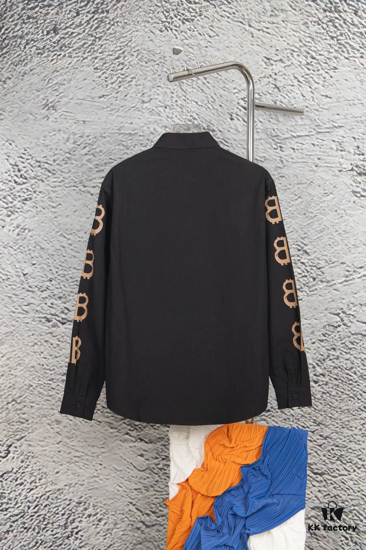 New Arrival Balenciaga BLCG 24SS Double-B Orange Graffiti Dual-Arm Print Logo Long-Sleeve Shirt