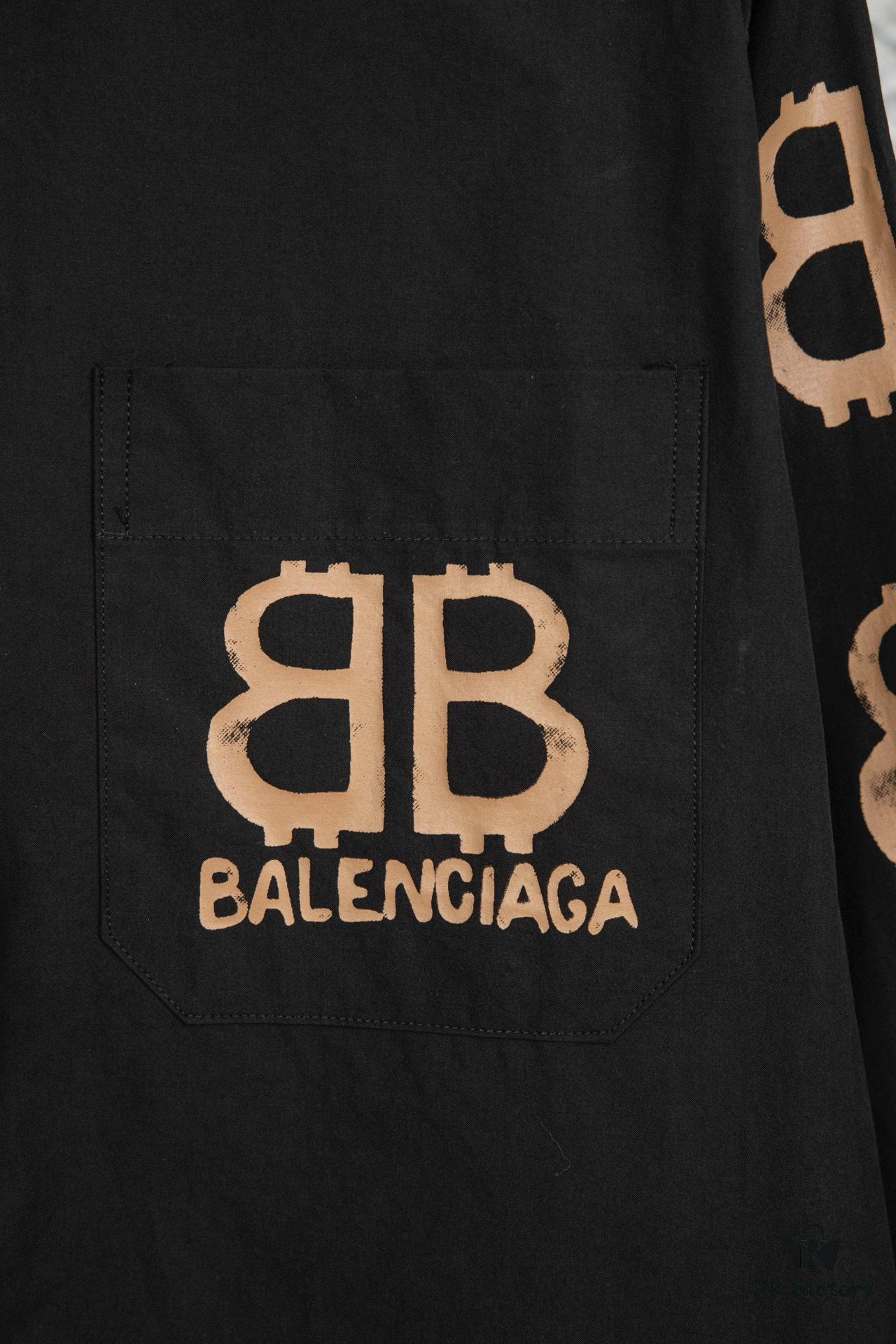 New Arrival Balenciaga BLCG 24SS Double-B Orange Graffiti Dual-Arm Print Logo Long-Sleeve Shirt