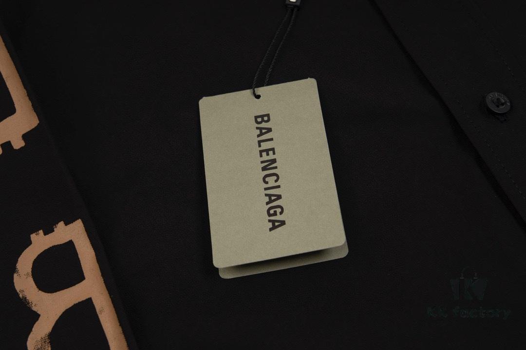New Balenciaga BLCG 24SS Double-B Orange Graffiti Logo Long Sleeve Shirt with Dual-Arm Print