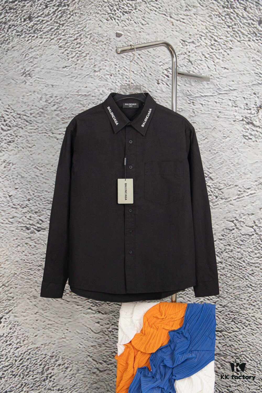 New BALenciaga BLCG 24SS Embroidered Collar Long Sleeve Shirt, Minimalist Design, Premium Cotton Fabric, Heavy Embroidery with Laser-Engraved Buttons