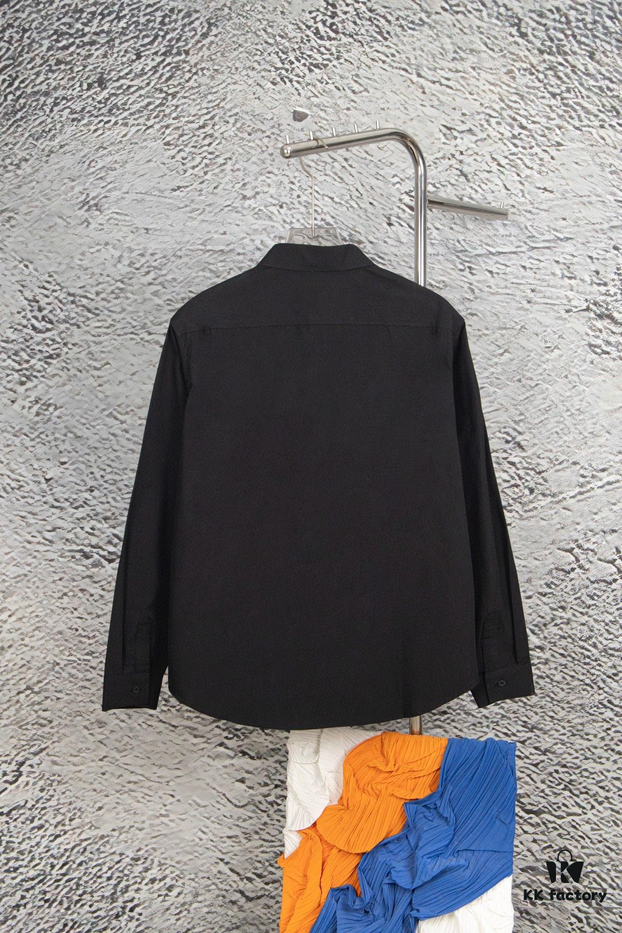 New BALenciaga BLCG 24SS Embroidered Collar Long Sleeve Shirt, Minimalist Design, Premium Cotton Fabric, Heavy Embroidery with Laser-Engraved Buttons