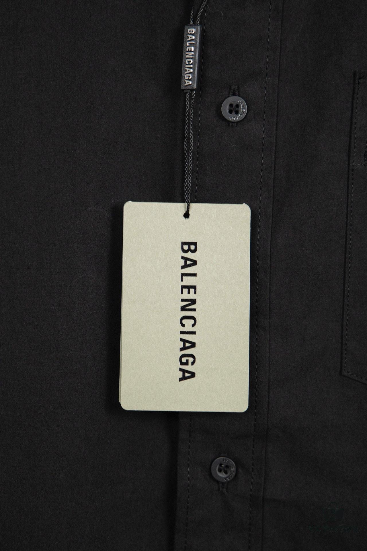 New BALenciaga BLCG 24SS Embroidered Collar Long Sleeve Shirt, Minimalist Design, Premium Cotton Fabric, Heavy Embroidery with Laser-Engraved Buttons