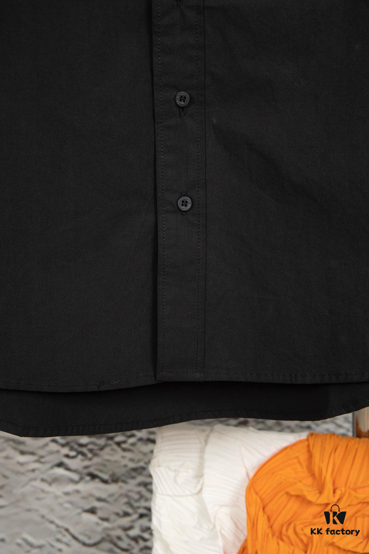 New BALenciaga BLCG 24SS Embroidered Collar Long Sleeve Shirt, Minimalist Design, Premium Cotton Fabric, Heavy Embroidery with Laser-Engraved Buttons