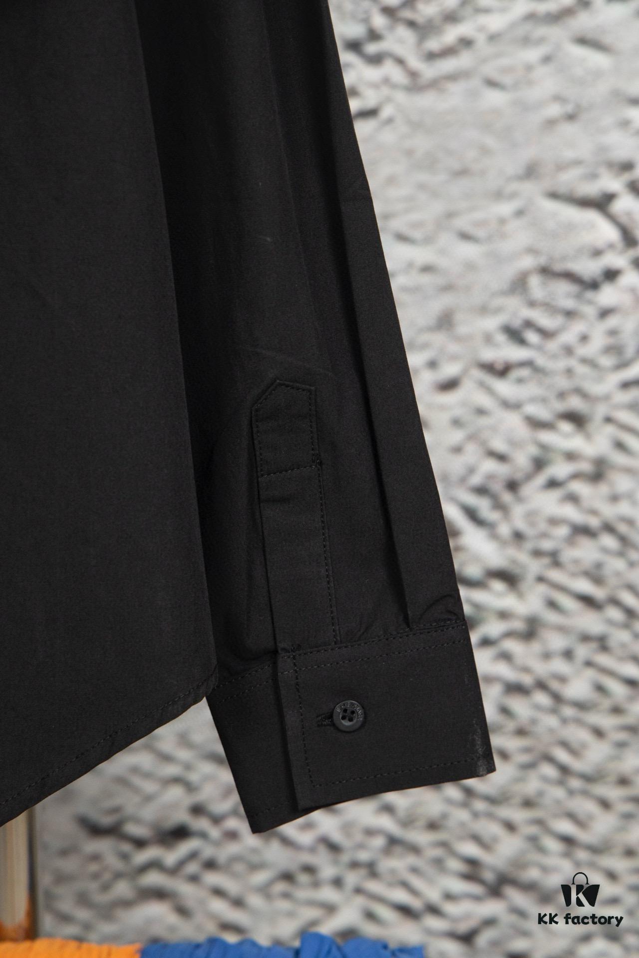 New BALenciaga BLCG 24SS Embroidered Collar Long Sleeve Shirt, Minimalist Design, Premium Cotton Fabric, Heavy Embroidery with Laser-Engraved Buttons