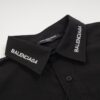 New Balenciaga BLCG 24SS Long-Sleeve Shirt with Embroidered Lettering at Collar, Minimalist Design