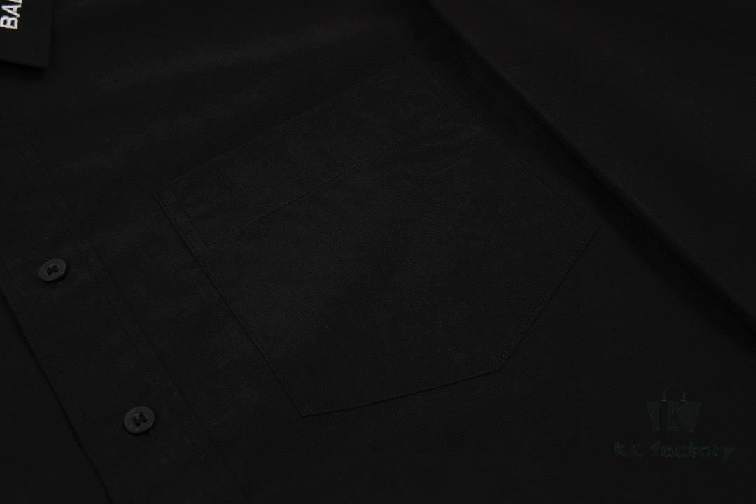 New Balenciaga BLCG 24SS Long-Sleeve Shirt with Embroidered Lettering at Collar, Minimalist Design