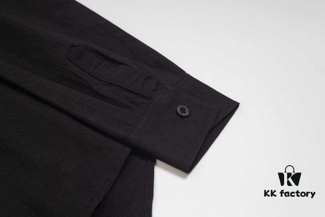 New Balenciaga BLCG 24SS Long-Sleeve Shirt with Embroidered Lettering at Collar, Minimalist Design