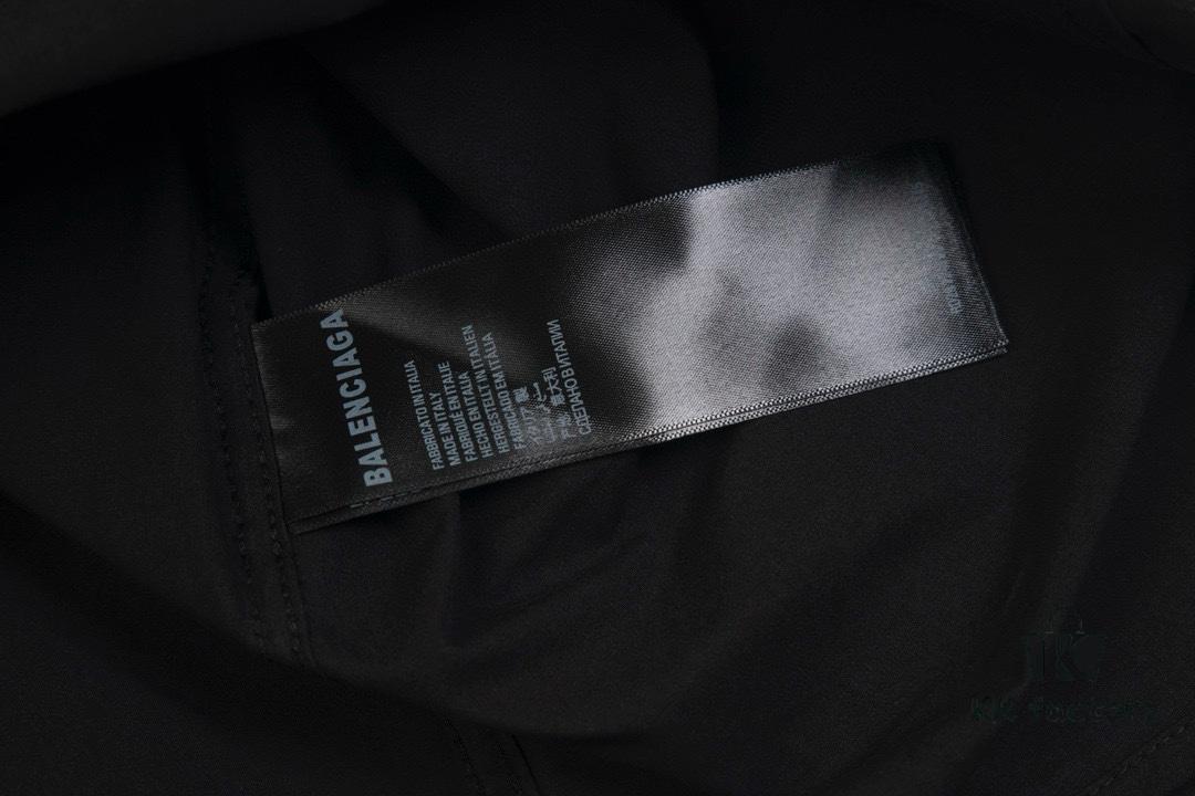 New Balenciaga BLCG 24SS Long-Sleeve Shirt with Embroidered Lettering at Collar, Minimalist Design