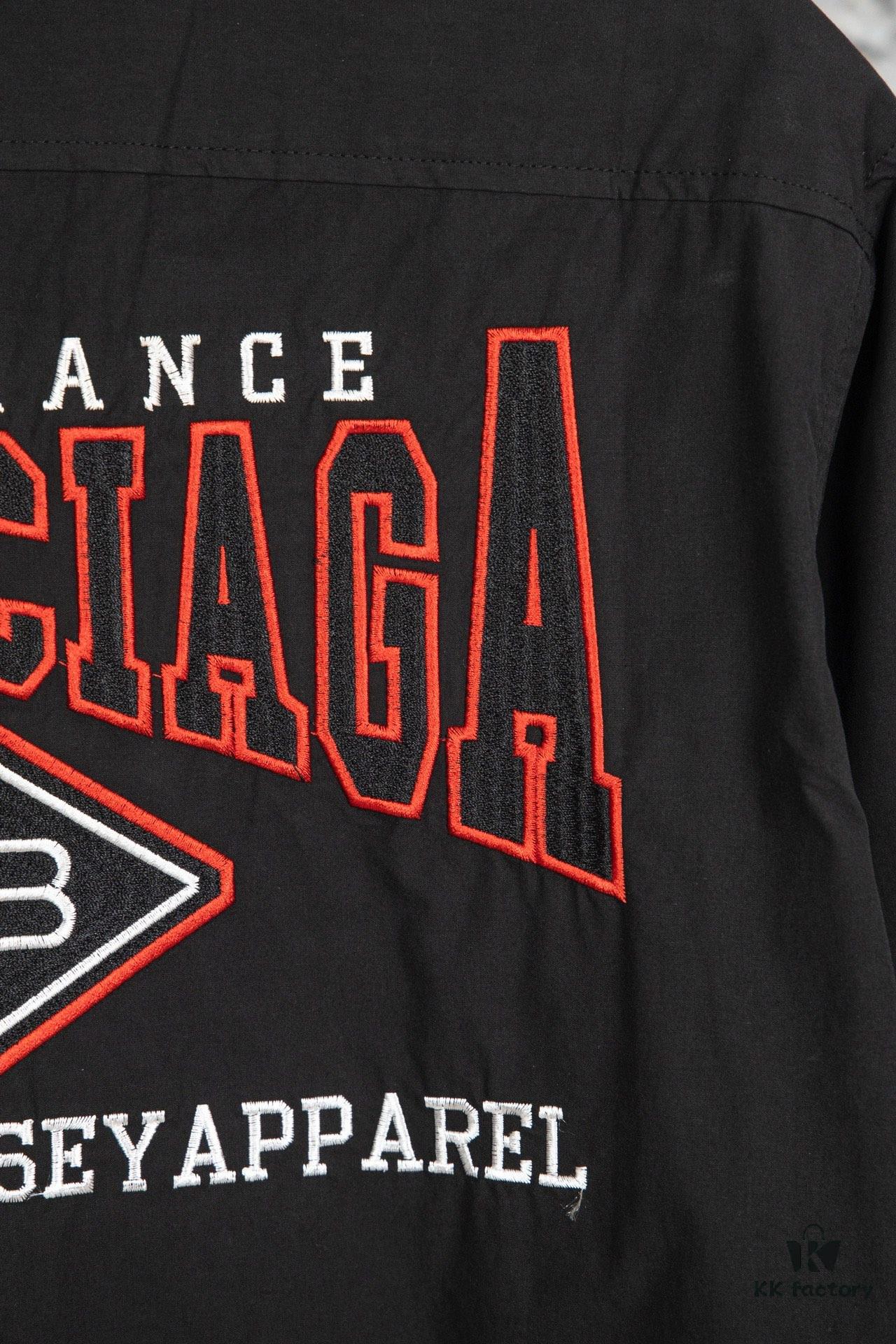 New Balenciaga BLCG 24SS Batman Heavy Embroidery Long Sleeve Shirt