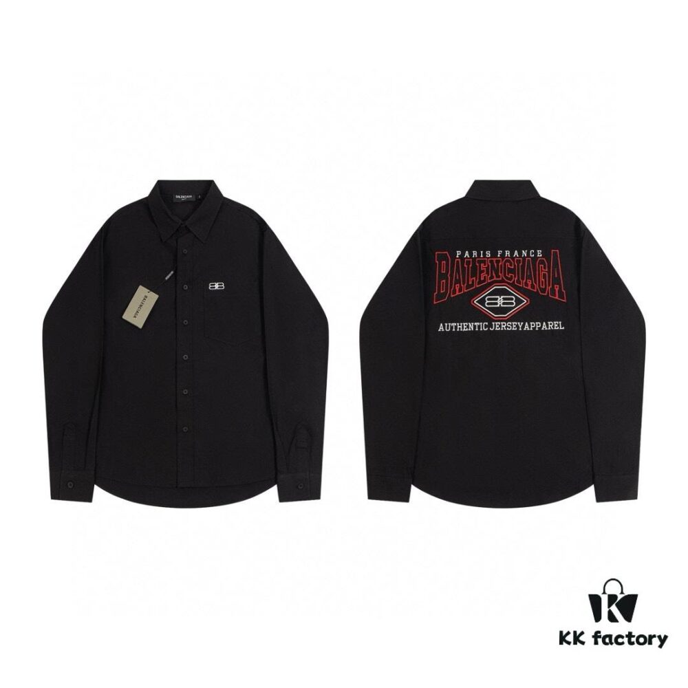 New BALenciaga BLCG 24SS Batman Heavy Embroidery Long-Sleeve Shirt
