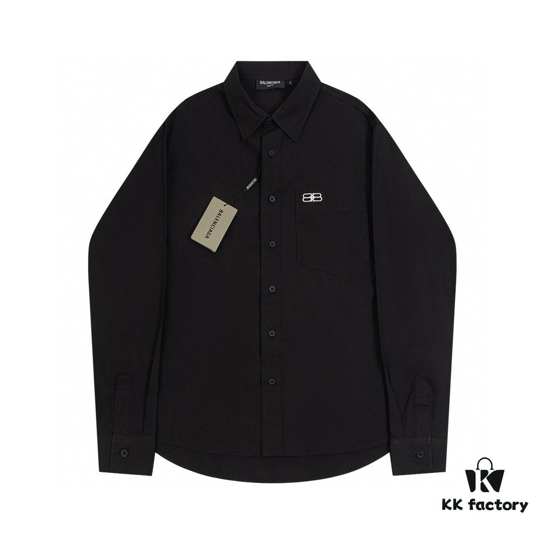 New BALenciaga BLCG 24SS Batman Heavy Embroidery Long-Sleeve Shirt