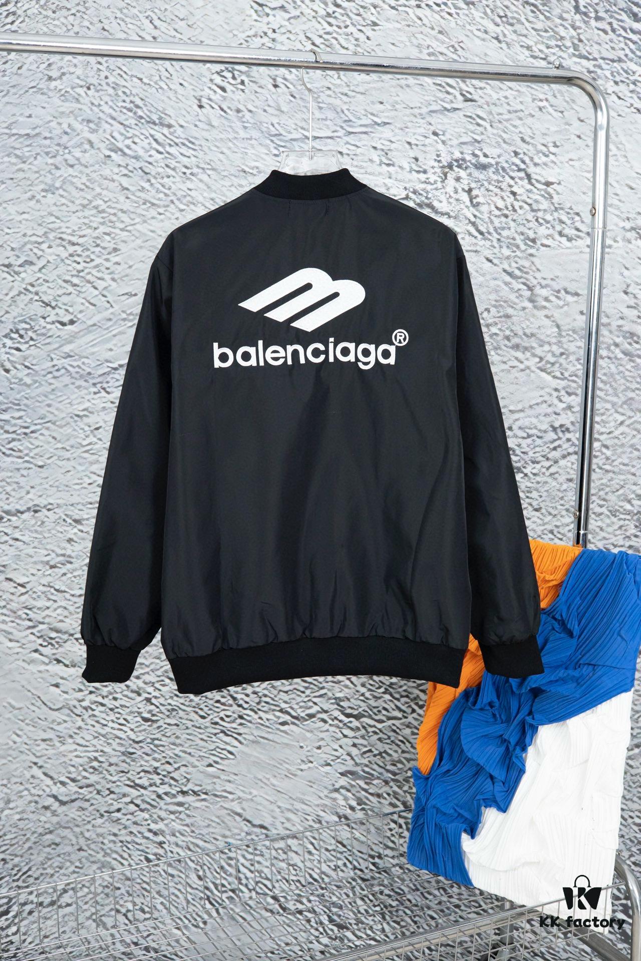 New Balenciaga 2023 Embroidered Stand Collar Jacket Unisex Waterproof Coated Double-Layered with Lining