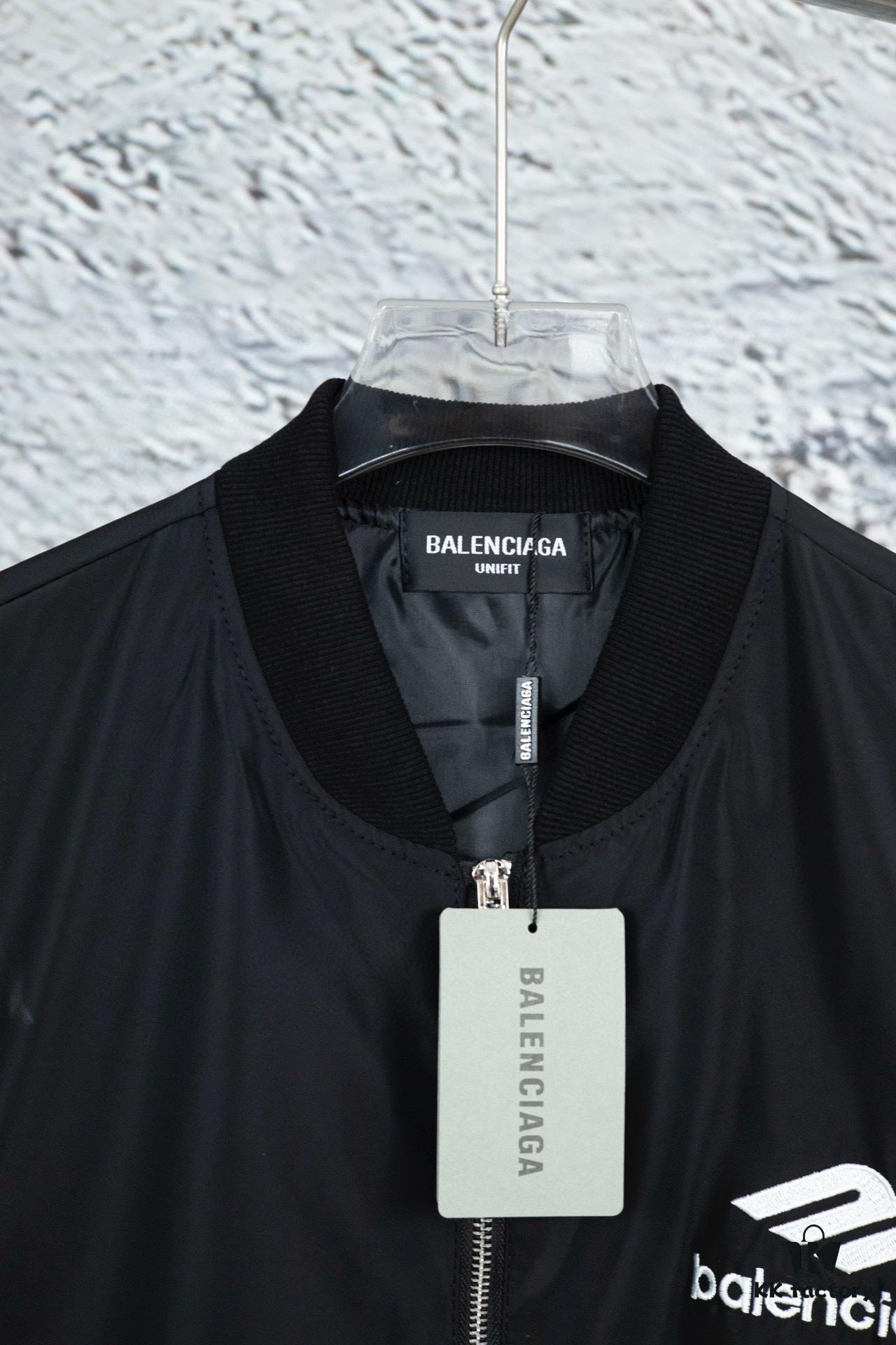 New Balenciaga 2023 Embroidered Stand Collar Jacket Unisex Waterproof Coated Double-Layered with Lining