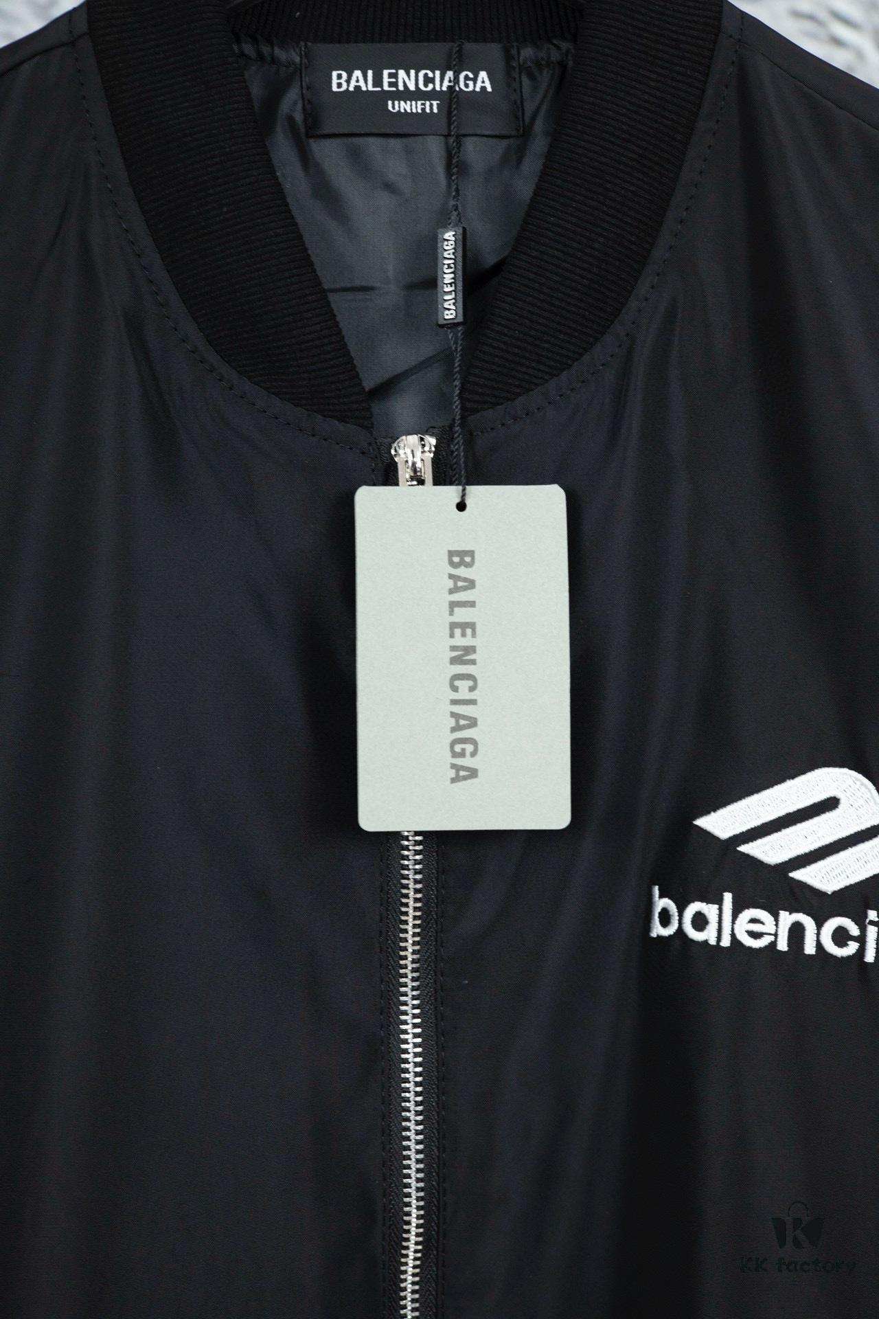 New Balenciaga 2023 Embroidered Stand Collar Jacket Unisex Waterproof Coated Double-Layered with Lining