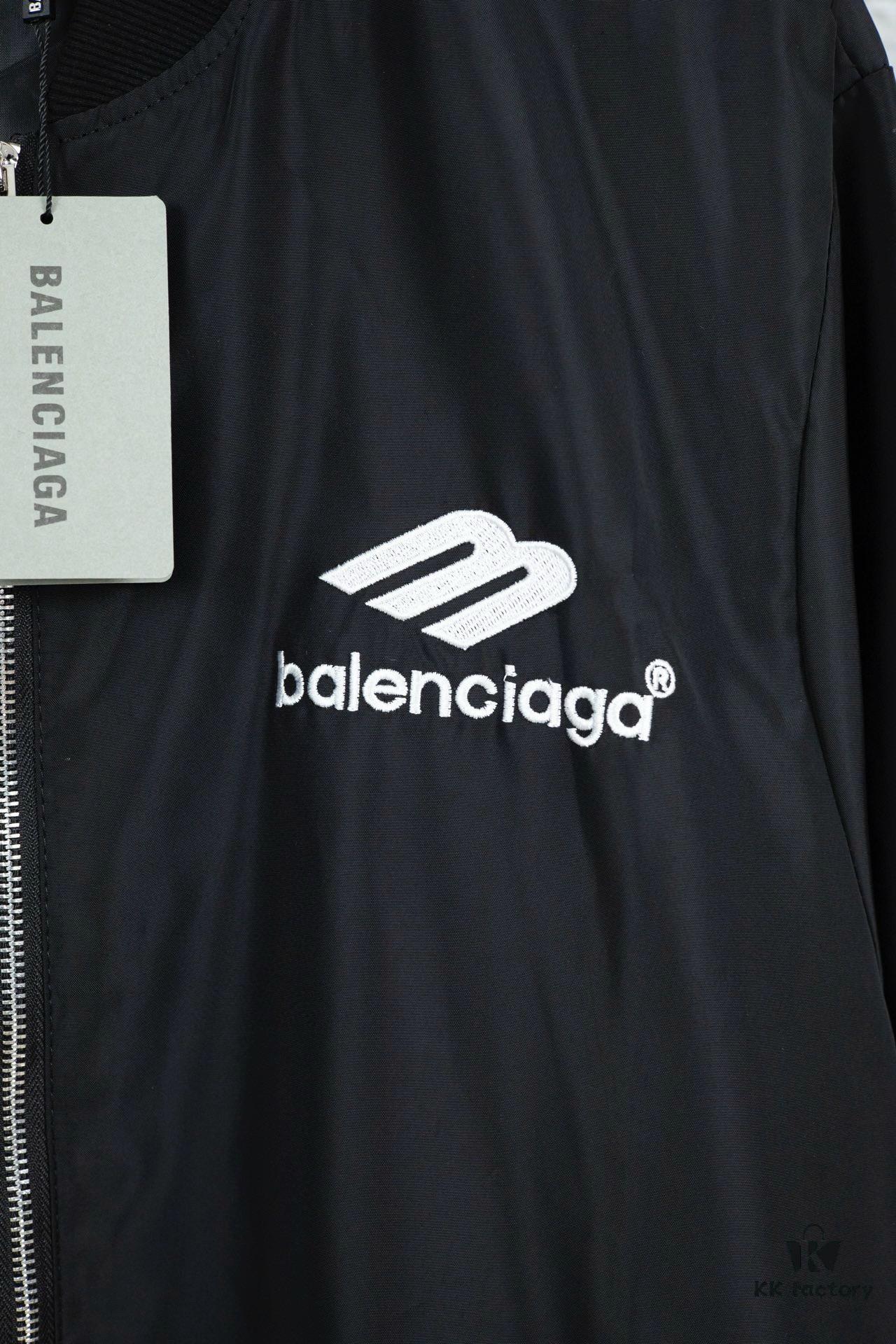 New Balenciaga 2023 Embroidered Stand Collar Jacket Unisex Waterproof Coated Double-Layered with Lining