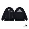 New Balenciaga 2023 Embroidered Stand Collar Jacket Unisex Waterproof Coated Double-Layered with Lining