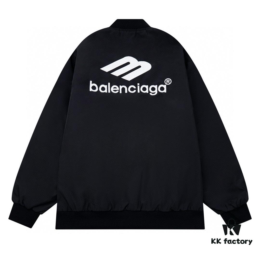 New Balenciaga 2023 Embroidered Stand Collar Jacket Unisex Waterproof Coated Double-Layered with Lining