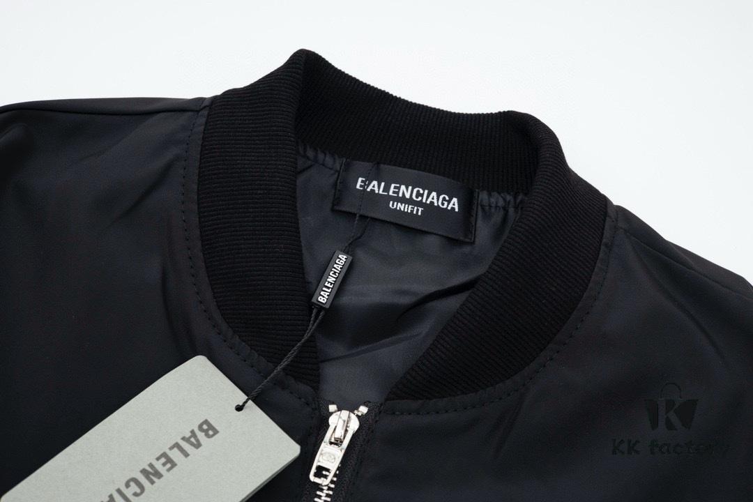 New Balenciaga 2023 Embroidered Stand Collar Jacket Unisex Waterproof Coated Double-Layered with Lining