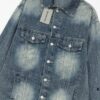 New Balenciaga-inspired Washed Vintage Denim Jacket with Back Rhinestone Lettering