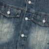 New Balenciaga-inspired Washed Vintage Denim Jacket with Back Rhinestone Lettering