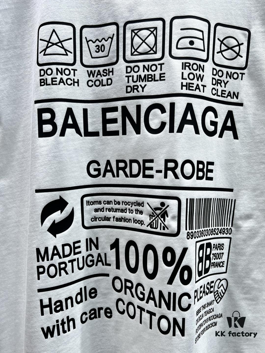 Balenciaga Garder-Robe Organic Cotton Short Sleeve T-Shirt with Eco Label