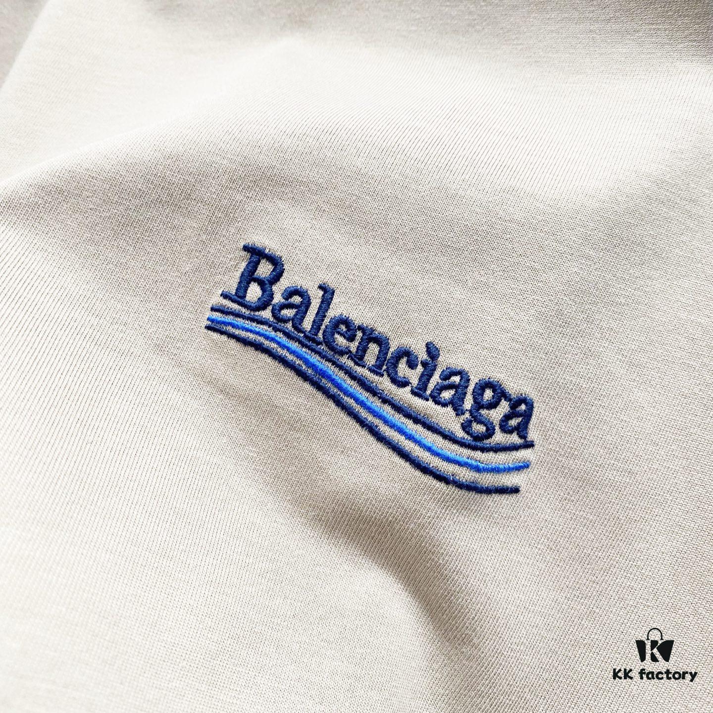 BALENCIAGA 320g Washed Short-Sleeve T-Shirt with Wavy Coke Embroidery and Logo Design