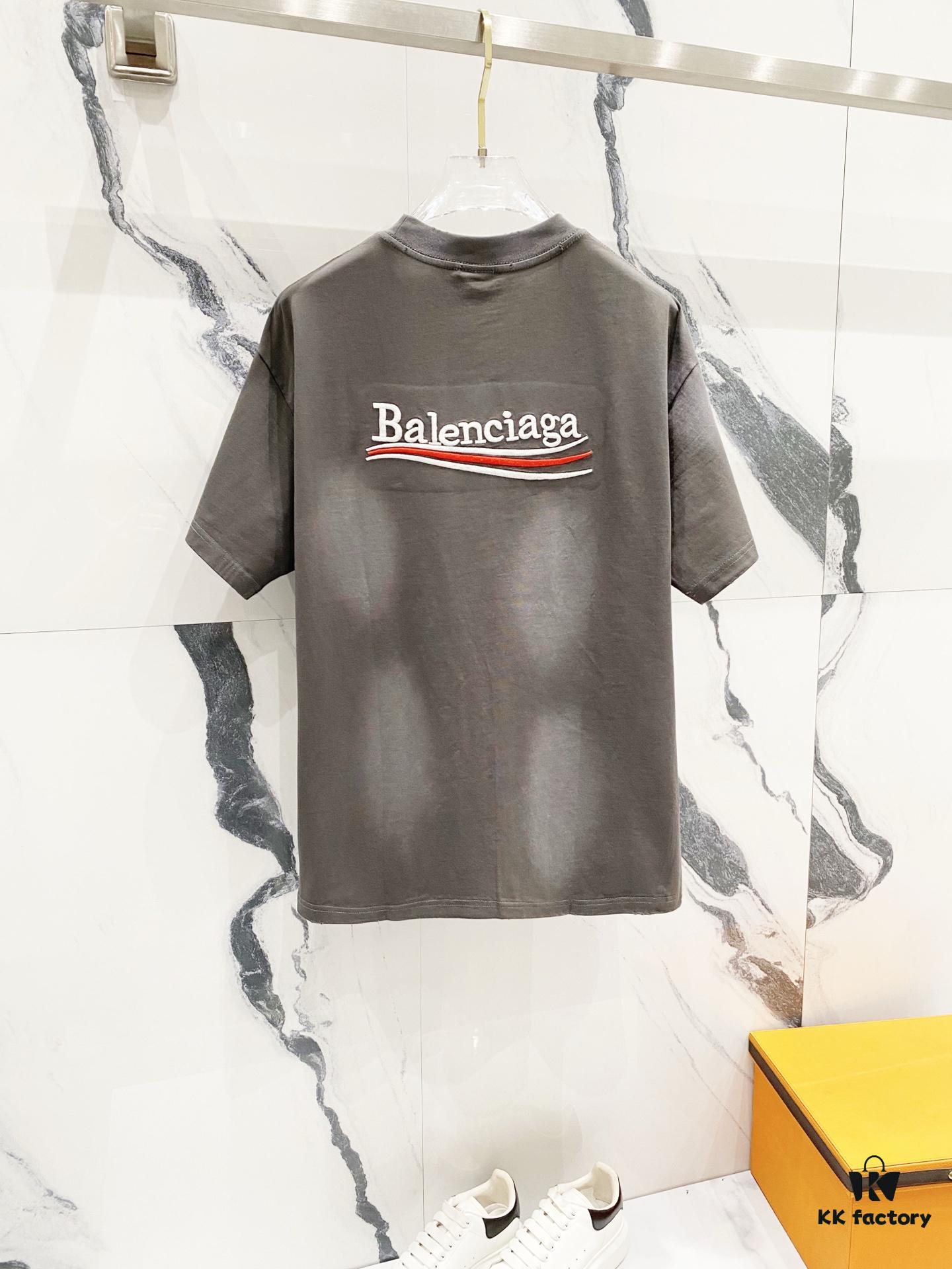 BALENCIAGA 320g Washed Short-Sleeve T-Shirt with Wavy Coke Embroidery and Logo Design