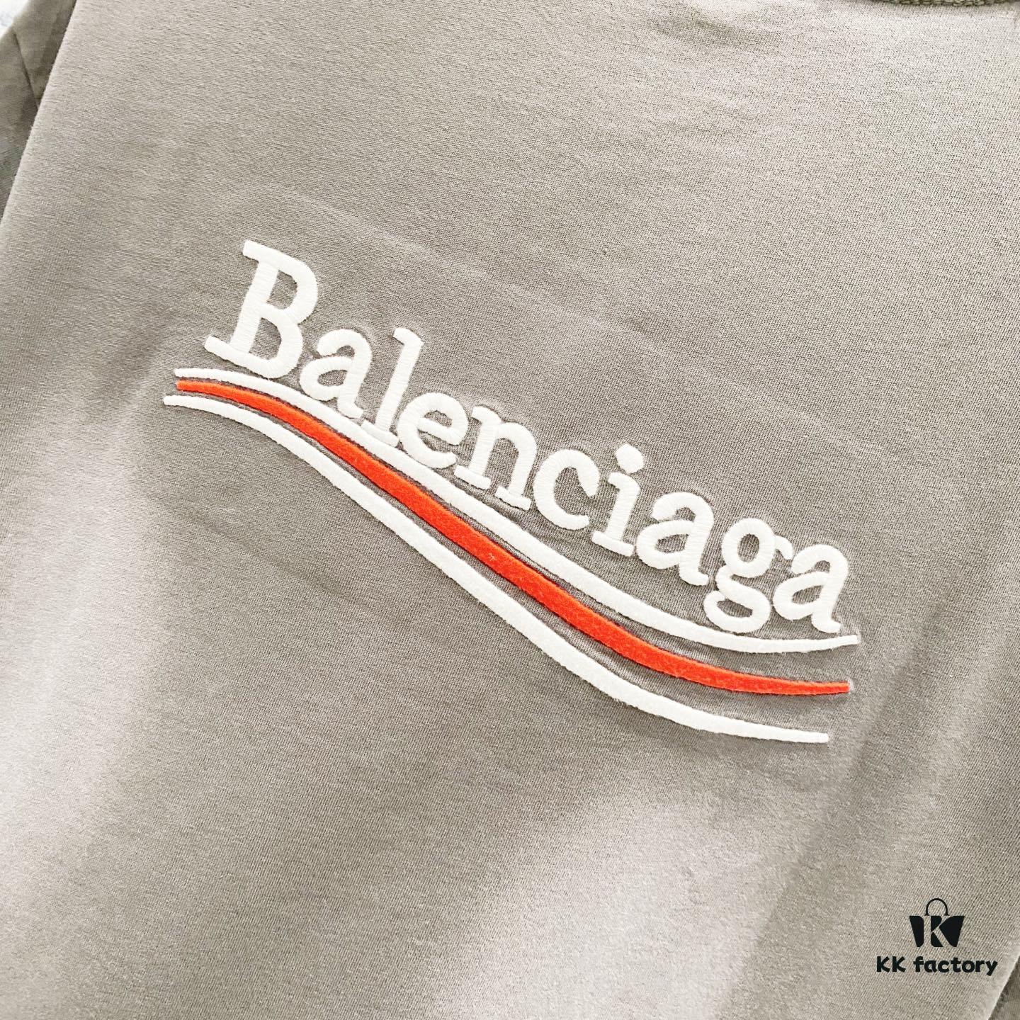 BALENCIAGA 320g Washed Short-Sleeve T-Shirt with Wavy Coke Embroidery and Logo Design