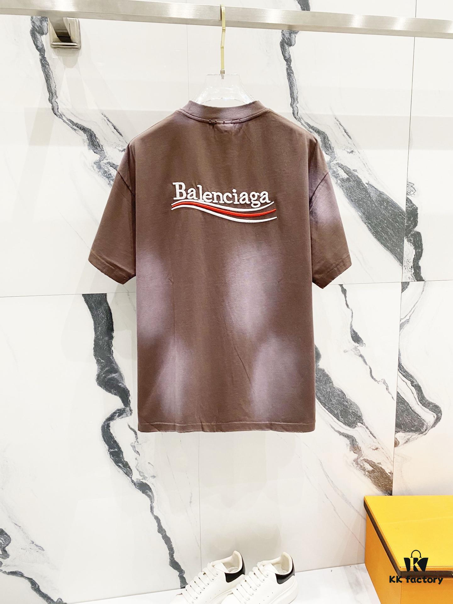 BALENCIAGA Balenciaga 320g Washed Short-Sleeve T-Shirt with Wavy Coca-Cola Embroidery and Logo Design