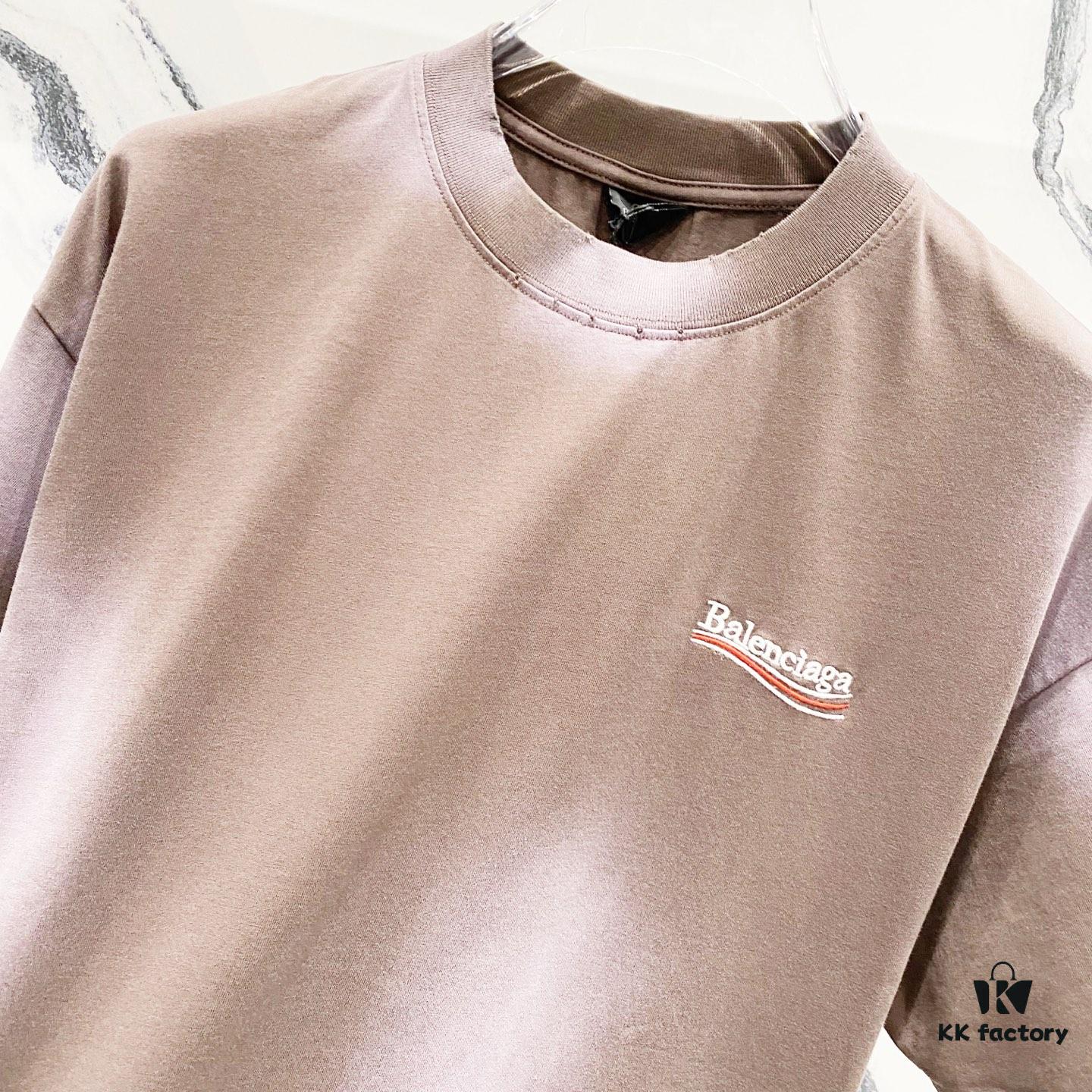 BALENCIAGA Balenciaga 320g Washed Short-Sleeve T-Shirt with Wavy Coca-Cola Embroidery and Logo Design