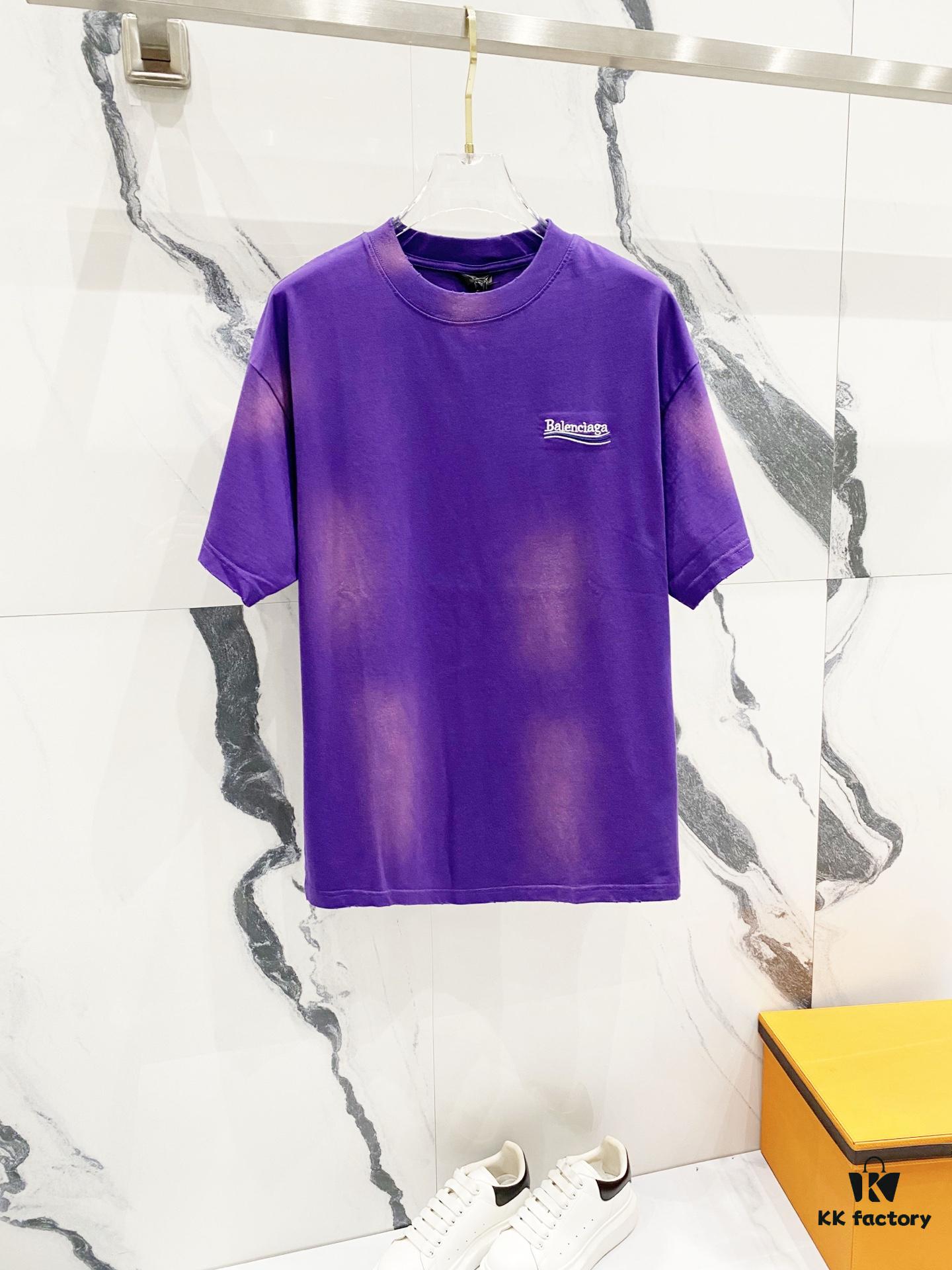 BALENCIAGA 320g Washed Short-Sleeve T-Shirt with Wavy Coke Embroidery and Logo Design
